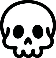Poster - Black and white illustration of a skull with large eyes in minimal style
