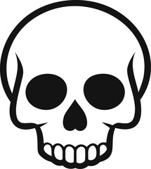 Poster - Simple black and white skull icon with bold outlines and empty eye sockets