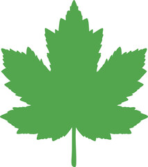 Poster - Green silhouette of a maple leaf, simple nature icon
