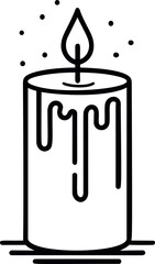 Poster - Line art of a candle with smoke rising, simple black and white illustration
