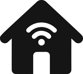 Aufkleber - Black icon of a house with a wifi signal symbol representing smart home concept