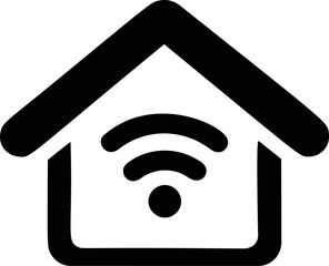 Poster - Black and white smart home icon with wifi signal and minimalist design