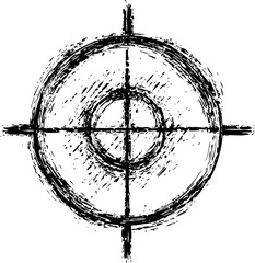 Poster - Grunge black circular target illustration with crosshairs