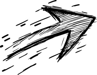 Poster - Dynamic black sketch of upward arrow symbolizing progress on white