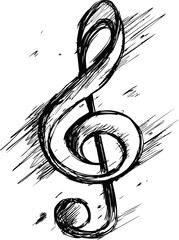 Poster - Sketch of a stylized black musical treble clef