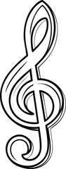 Poster - Abstract black and white treble clef with bold outlines
