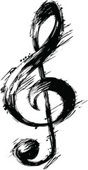 Poster - Abstract black brushstroke treble clef