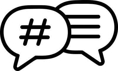 Aufkleber - Black and white chat icon with hashtag and lines in speech bubbles