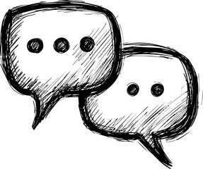 Poster - Sketch of two overlapping speech bubbles with three dots inside each