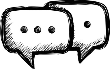 Poster - Two sketch style speech bubbles with three dots in monochrome design