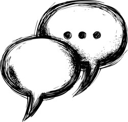 Poster - Black and white sketched speech bubbles with textured design