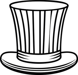 Poster - Black and white illustration of a top hat with vertical stripes