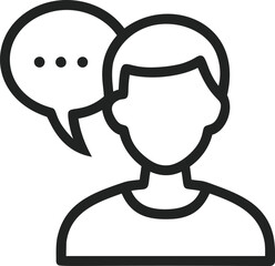 Poster - Outline of a person with speech bubble symbolizing communication icon