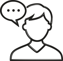 Poster - Silhouette of a person with speech bubble indicating conversation, black outline