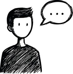 Poster - Sketch of a faceless person with speech bubble conveying communication concept
