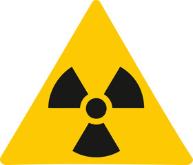 Poster - Yellow and black radioactive hazard symbol in a triangular design