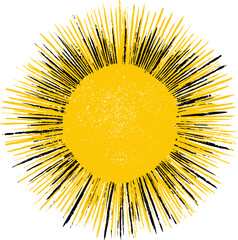 Leinwandbilder - Radial yellow and black grunge sunburst illustrating abstract artistic expression