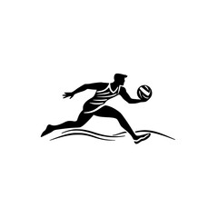 Poster - Vector illustration of volleyball athlete icon in motion suitable for sports and fitness design

