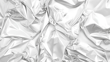 Poster - Abstract silver foil texture close up for background. Wrinkled shiny metallic material ripple surface with smooth pattern creases.