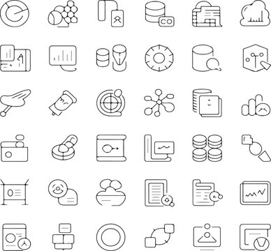 A collection of outline icons representing various data concepts