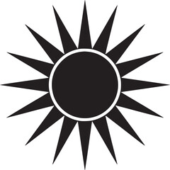 Poster - Black sun clip art vector illustration for summer solstice and sunshine designs and graphic elements usage on transparent background