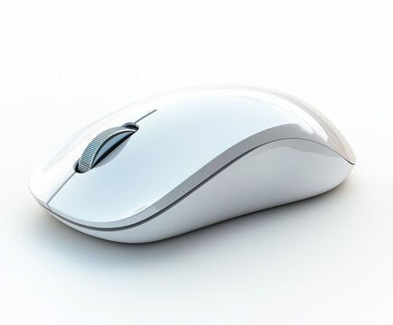 Sleek wireless mouse on a white surface evokes modern technology, seamless design and comfort for work, study, and creative pursuits.
