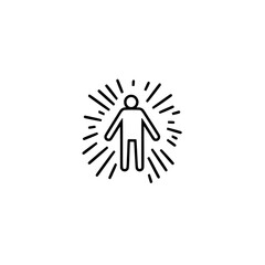 Poster - Glowing person icon vector with shining line effects perfect for sci fi and tech illustrations