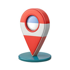 Fototapete - 3 D rendering of a red white and blue location pin with a circular center isolated on a transparent background