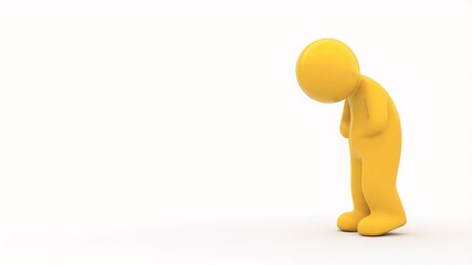 Poster - Sad Yellow 3D Figure: Animated Depression & Despair Loop