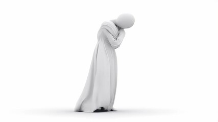Poster - Silent Grief:  3D Model of Sadness in White Garb