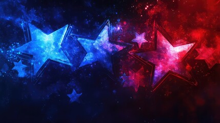 Wall Mural - style red and blue stars