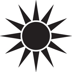 Poster - Black sun graphic illustration vector image for summer heat and sunshine design and decoration element on transparent background