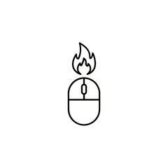 Leinwandbilder - A simple line drawing of a computer mouse with a flame above it on a white background design icon