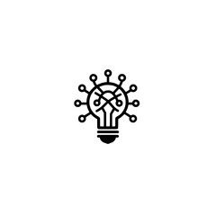 Aufkleber - vector icon of light bulb covered by molecular network symbolizing innovation and science