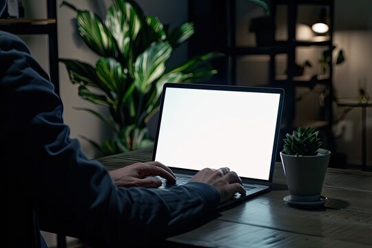 Pixel Perfect Image of Low Section of Man Using Laptop on Table