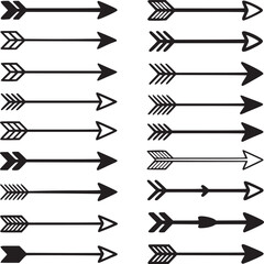 Poster - Vector graphic of assorted arrow designs for decoration and design elements in black and white style on transparent background