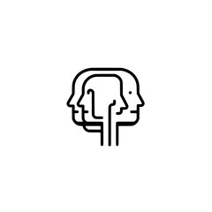 Poster - Vector icon of human head divided into two halves symbolizing duality and contrast concepts