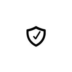 Poster - Vector icon of shield with check mark symbolizing security protection and verified safety