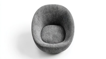 Poster - Sleek gray round armchair highlighting minimalist design, providing contemporary comfort against pristine white backdrop for serene living spaces