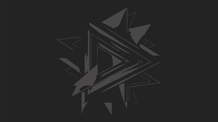 Poster - Abstract dark background with multiple overlapping triangles in shades of gray color
