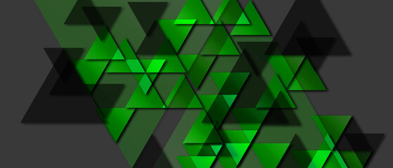 Fototapete - green abstract geometric on black background