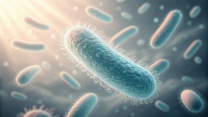 Poster - Microscopic View of Probiotic Bacteria Floating in Minimal Space