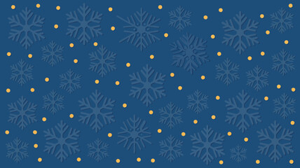 Poster - A blue background with snowflakes and yellow dots scattered randomly throughout the entire image area