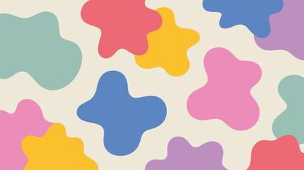 Poster - A colorful abstract pattern with various shapes and colors scattered on a light beige background design