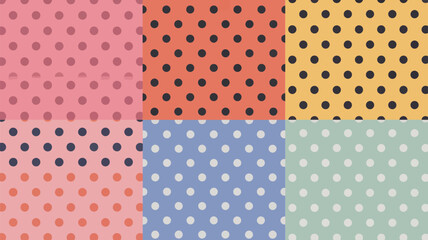 Poster - A collection of six polka dot patterns in various colors arranged in a rectangular grid format