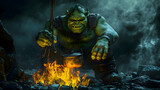 Ogre Tending Campfire