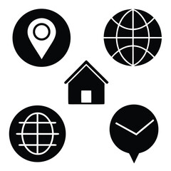 Fototapete - A collection of web design icons featuring a global internet symbol, perfect for technology and communication concepts