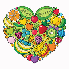 Aufkleber - Vibrant heart shaped outline design with various decorative elements