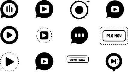 Aufkleber - Set of Watch now buttons. Play video buttons in flat style. Watch video. Play now. Web media. Online translation. Set of vector modern trendy flat buttons for website. UI element. Vector illustration