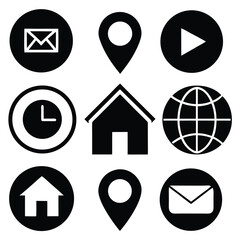 Fototapete - Web icons set: vector symbols for internet, business, and mail with home, search, and information buttons